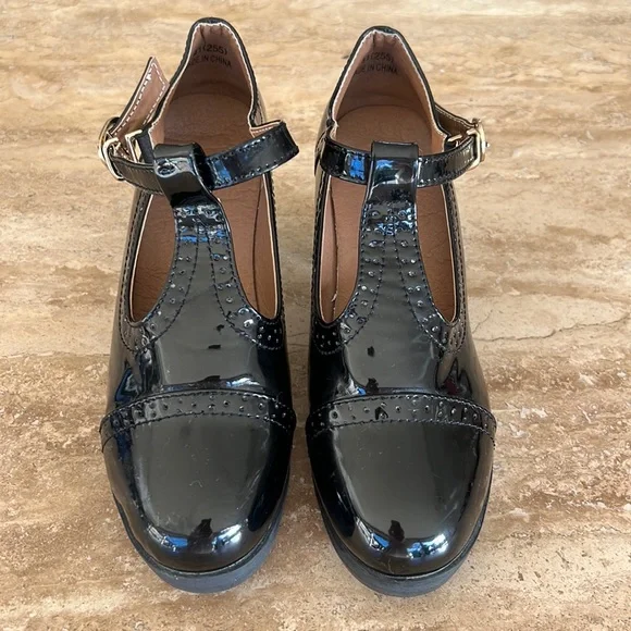 Chunky Mid High Block Heel T-Bar Platform Mary Jane - Picture 2 of 8